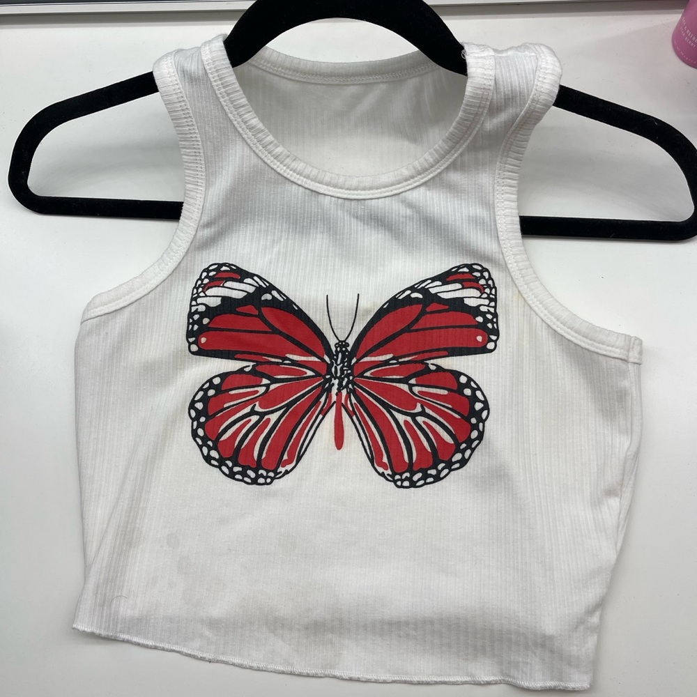 super cute red butterfly racer back